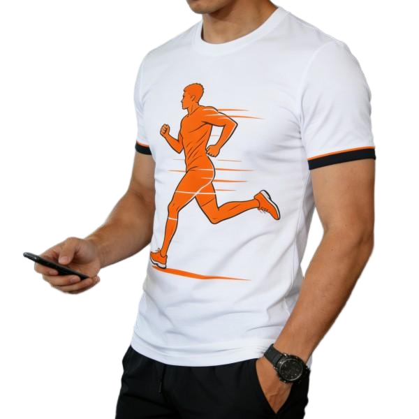 Men's White Graphic Print Athletic T-Shirt
